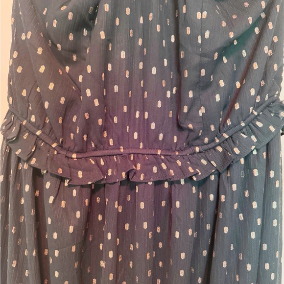 Navy Blue Halter Dress with Gold Polka Dots - Picture 3 of 3